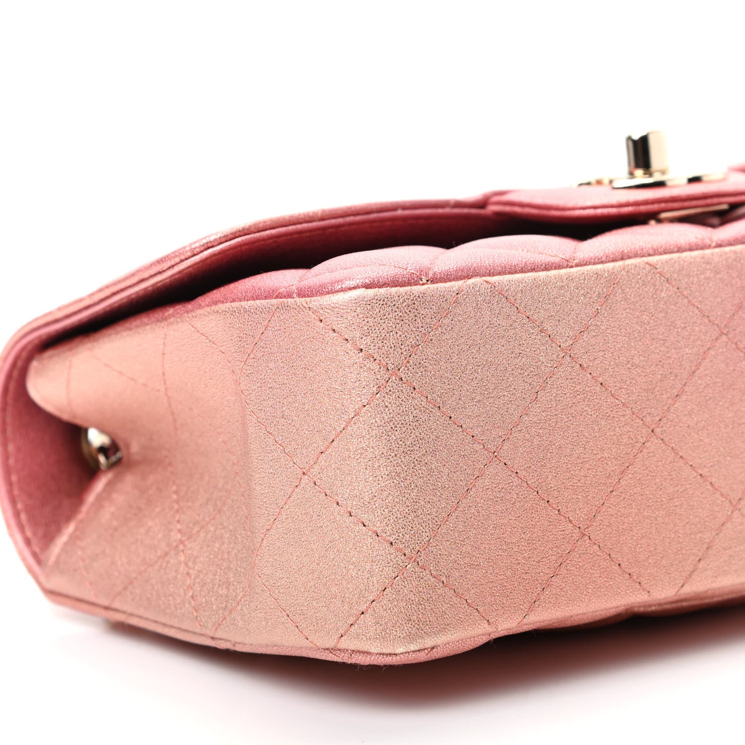 Chanel Metallic Lambskin Quilted Ombre Mini Rectangular Flap Pink 8 of 9