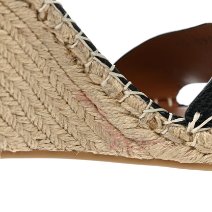 Valentino Garavani Grained Calfskin Rockstud Ankle Strap Espadrille 15/105mm Wedge Sandals 39 Black Light Cuir Natural 9 of 9