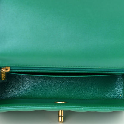 Chanel Iridescent Lambskin Quilted Mini Top Handle Rectangular Flap Green 5 of 11
