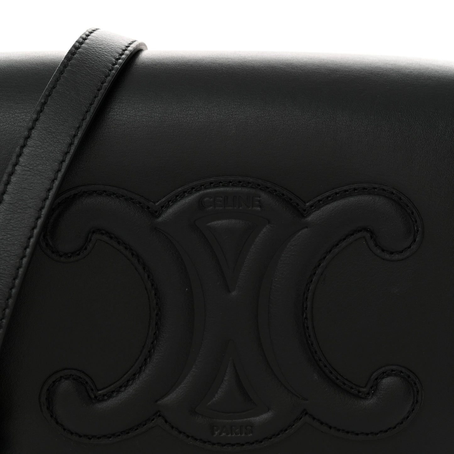 Smooth Calfskin Cuir Triomphe Folco Crossbody Bag Black