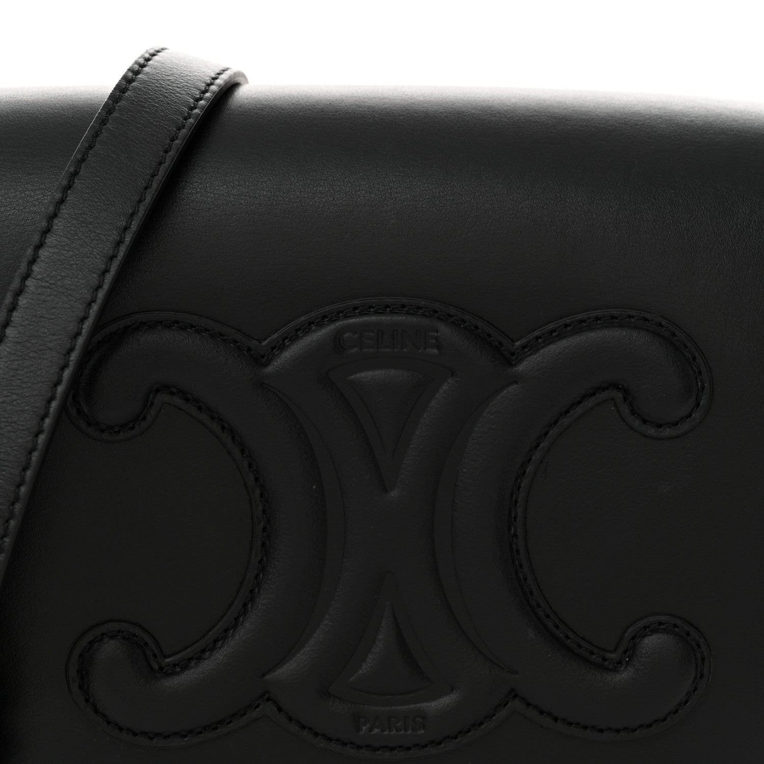 Celine Smooth Calfskin Cuir Triomphe Folco Crossbody Bag Black 9 of 14