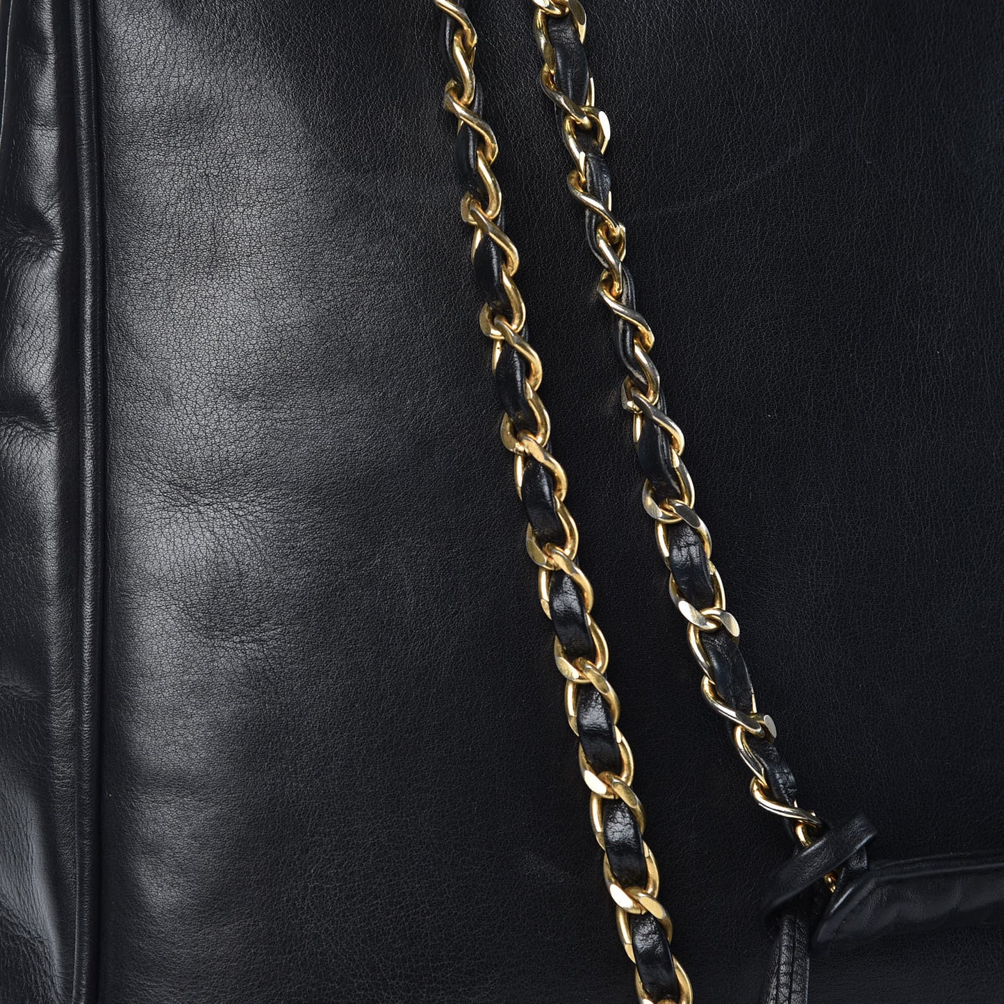 Lambskin Quilted Shopping Tote Black