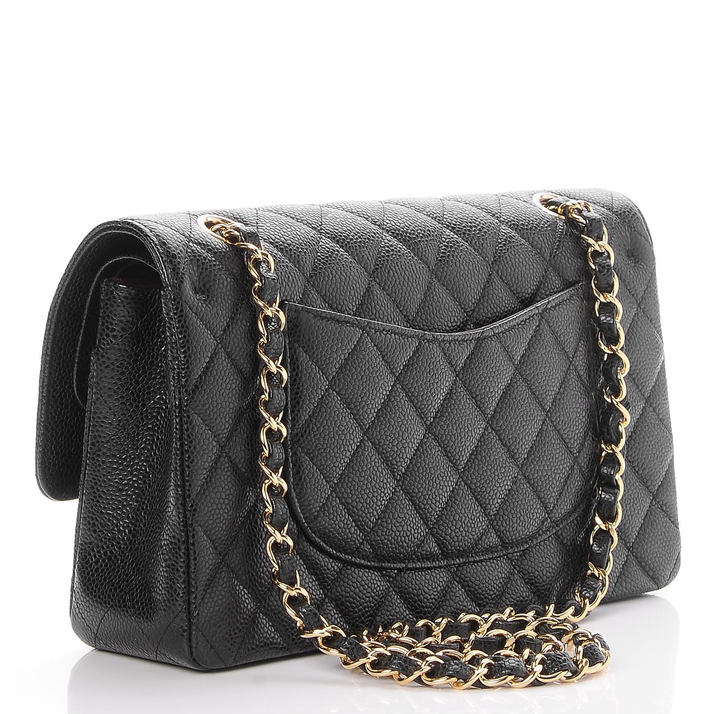 Caviar Quilted Medium Double Flap Black