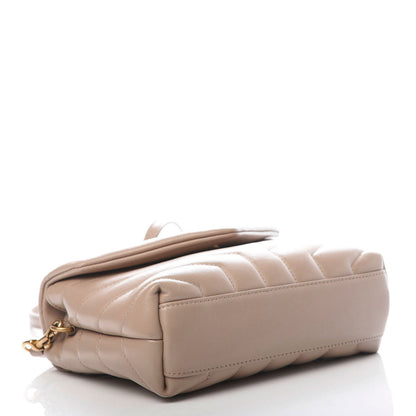 Saint Laurent Calfskin Y Quilted Monogram Toy Loulou Crossbody Bag Dark Beige 4 of 13
