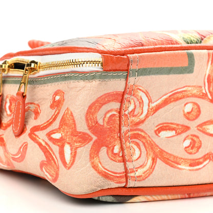 Balenciaga Agneau Floral Print Small Blanket Square Tote Orange 8 of 10