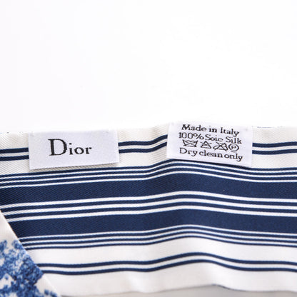 Christian Dior Silk Toile De Jouy Mitzah Scarf Blue 4 of 4