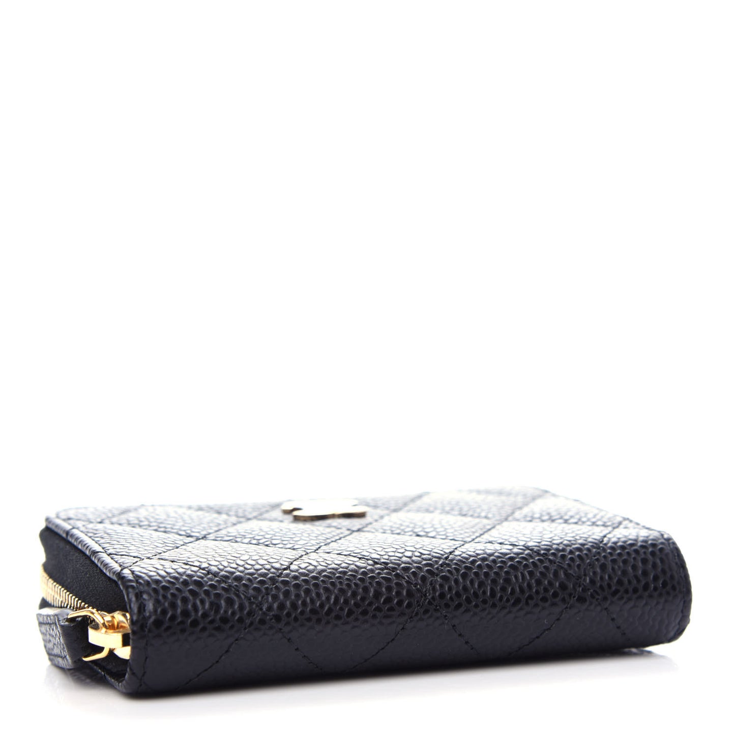 Caviar Quilted Zip Coin Purse Black