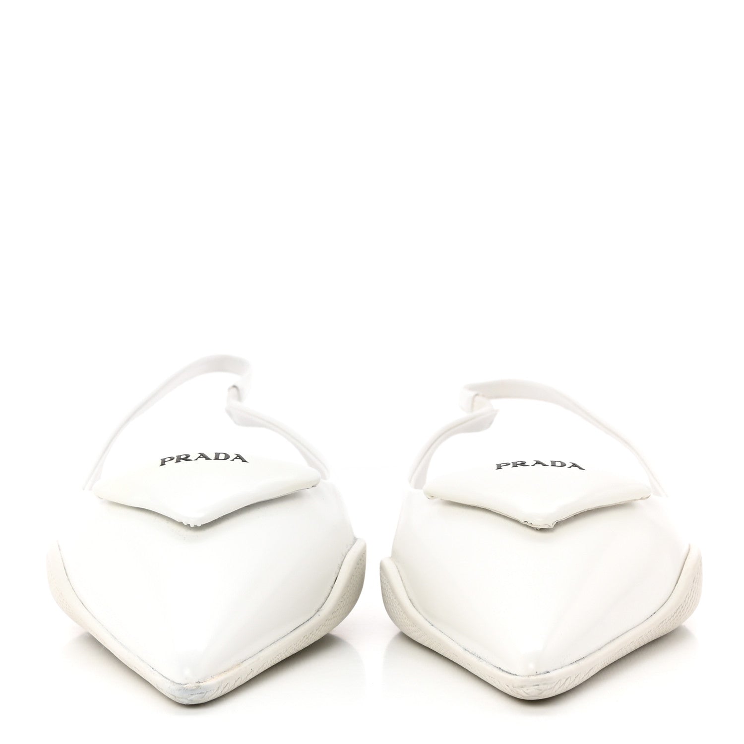 Prada Spazzolato Triangle Logo Pointed Toe Slingback Flats 37 White 2 of 12
