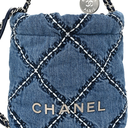 Chanel Denim Stitched Quilted Mini Chanel 22 Blue 8 of 10