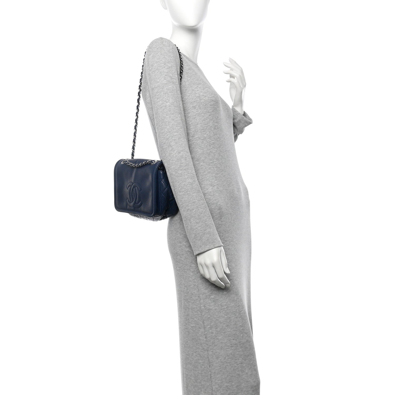 Chanel Caviar Medium Timeless CC Flap Navy Blue 2 of 10
