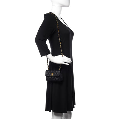 Chanel Satin Quilted Micro Mini Flap Black 2 of 12