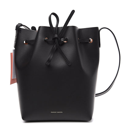 Mansur Gavriel Vegetable Tanned Calfskin Mini Bucket Bag Black Ballerina 1 of 7