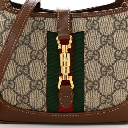 Gucci GG Supreme Monogram Azalea Calfskin Web Mini Jackie 1961 Hobo Beige Ebony Brown Sugar 8 of 10