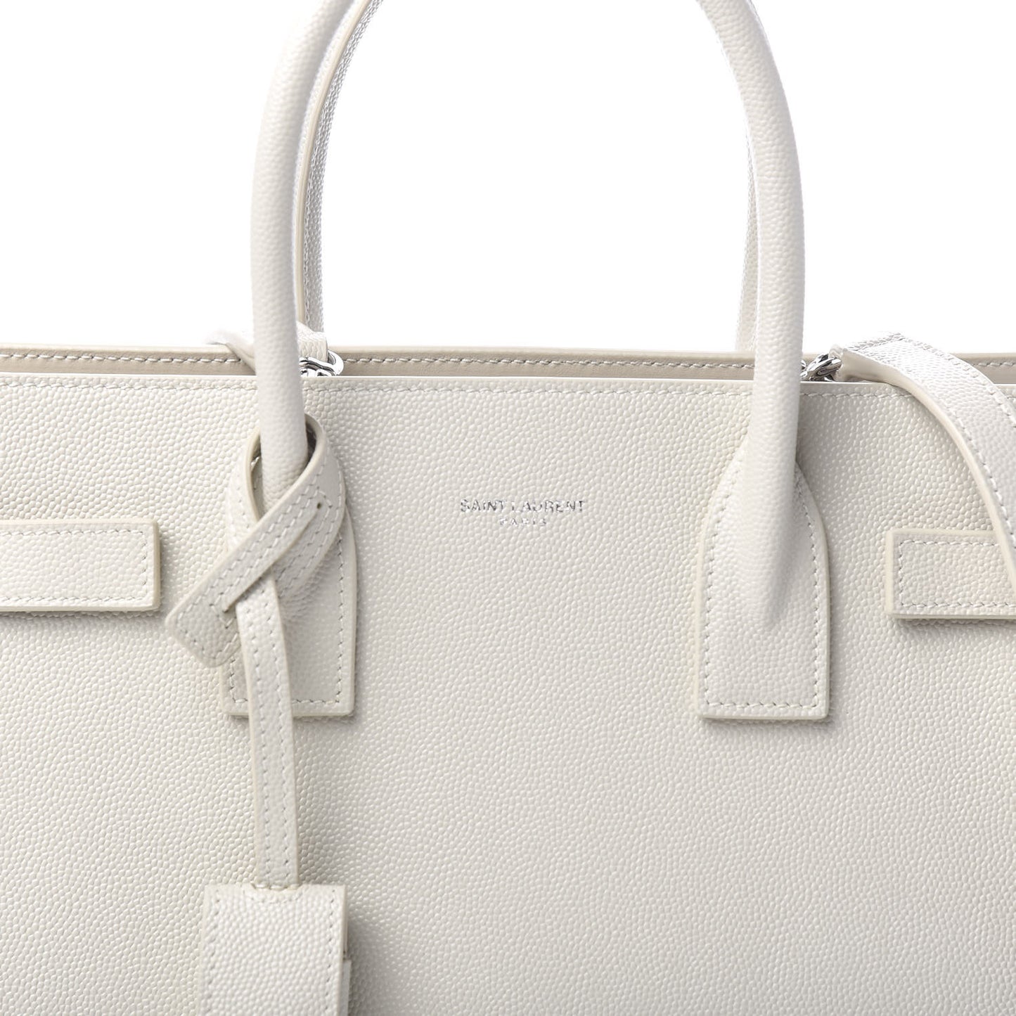 Grained Calfskin Baby Sac De Jour White