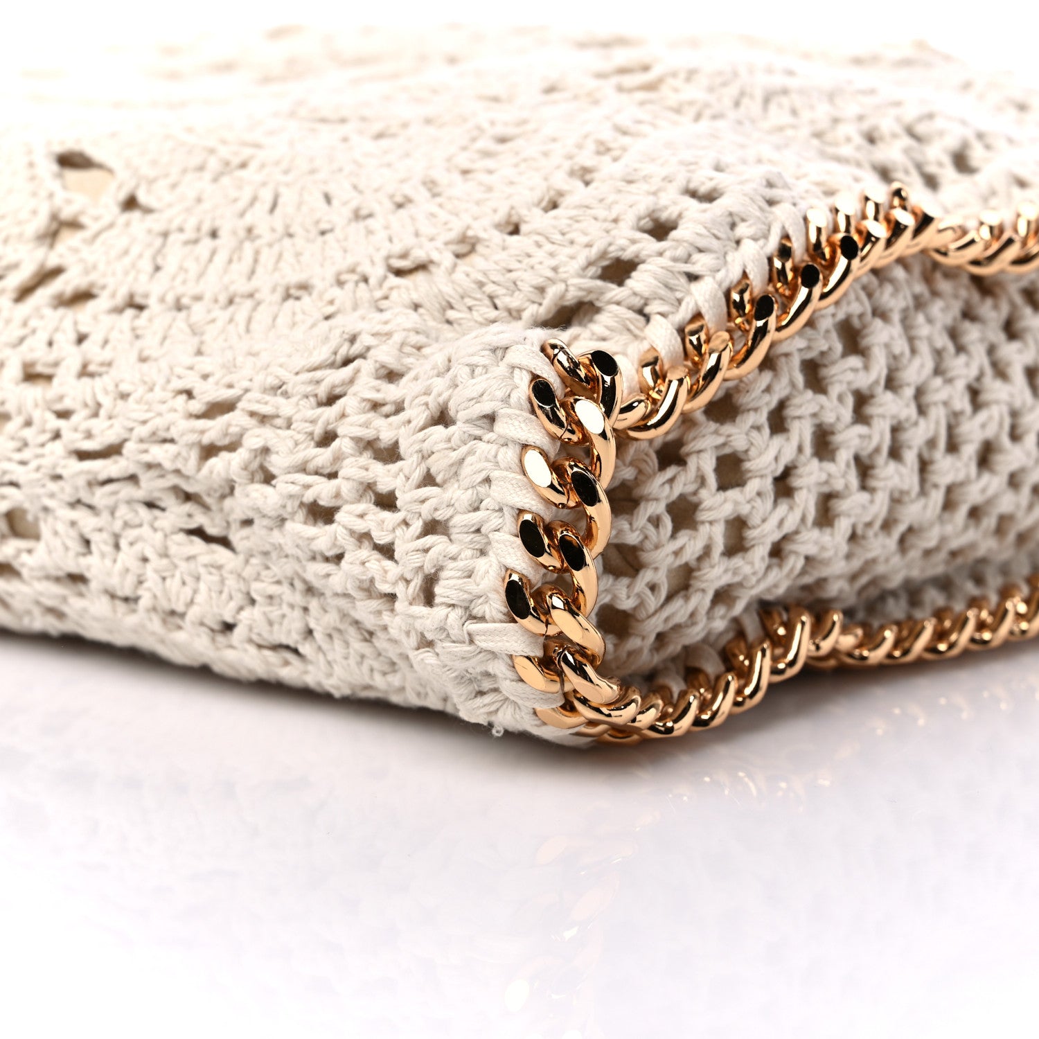 Stella McCartney Cotton Crochet Falabella Ajouree Tote Bag White 9 of 9