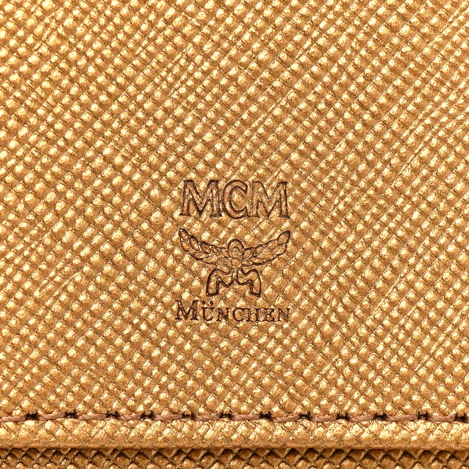MCM Metallic Visetos Crossbody Wallet Gold 8 of 10