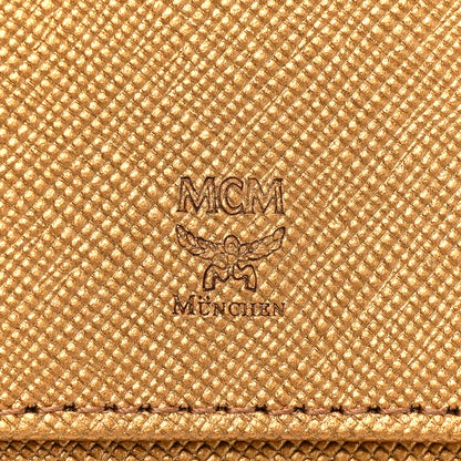 MCM Metallic Visetos Crossbody Wallet Gold 8 of 10