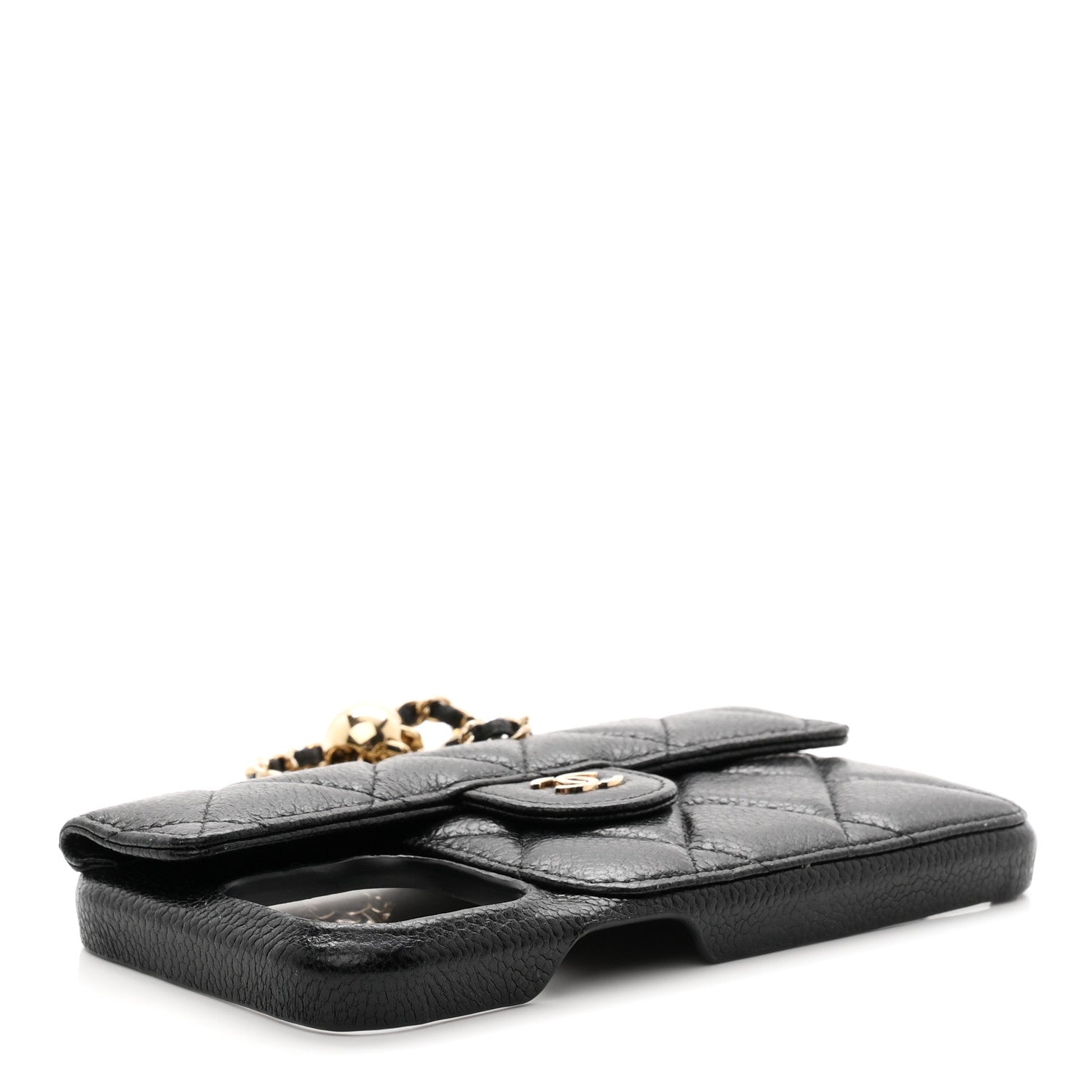 Chanel Caviar Quilted Pearl Crush iPhone 15 Pro Max Holder With Chain Black 4 of 10
