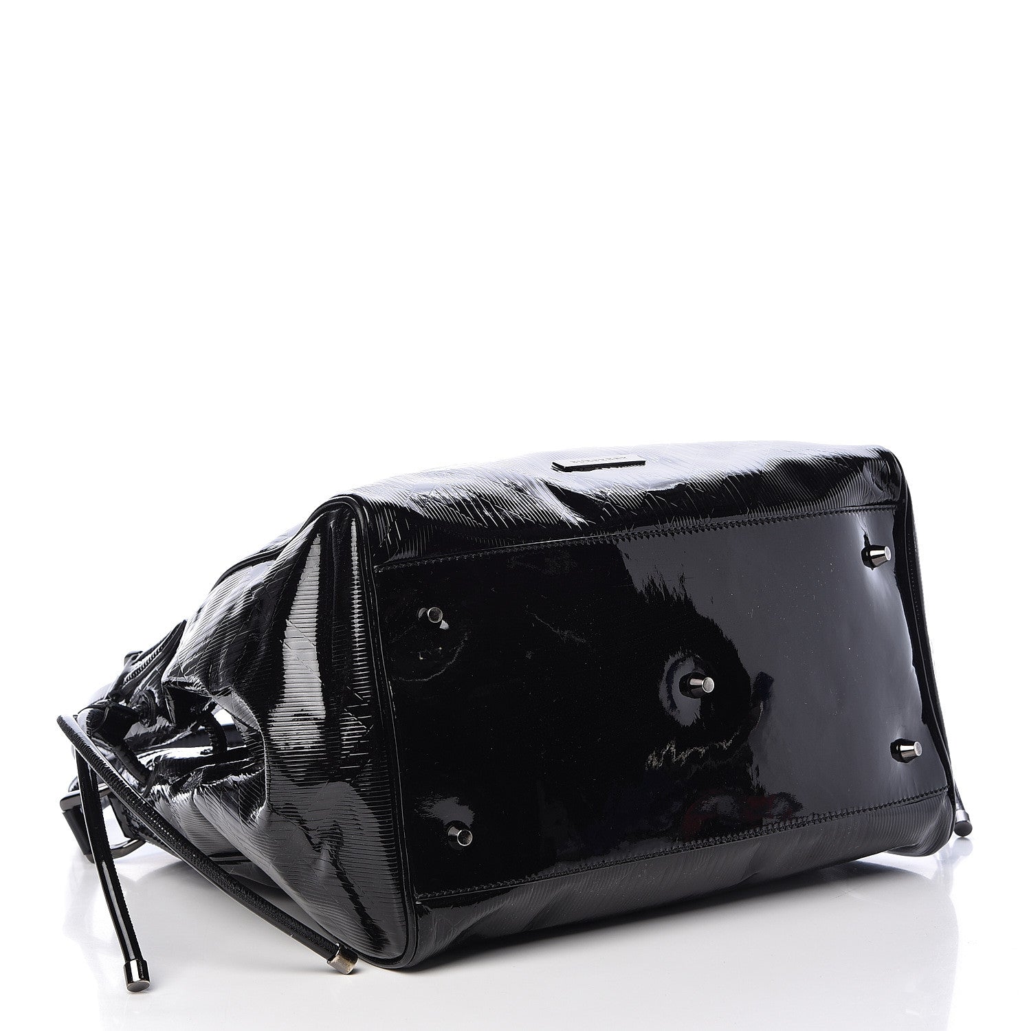 Burberry Patent Check Embossed Small Bilmore Tote Black 4 of 14