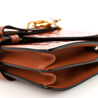 Chloe Calfskin Crocodile Embossed Aby Chain Shoulder Bag Chestnut Brown 10 of 12