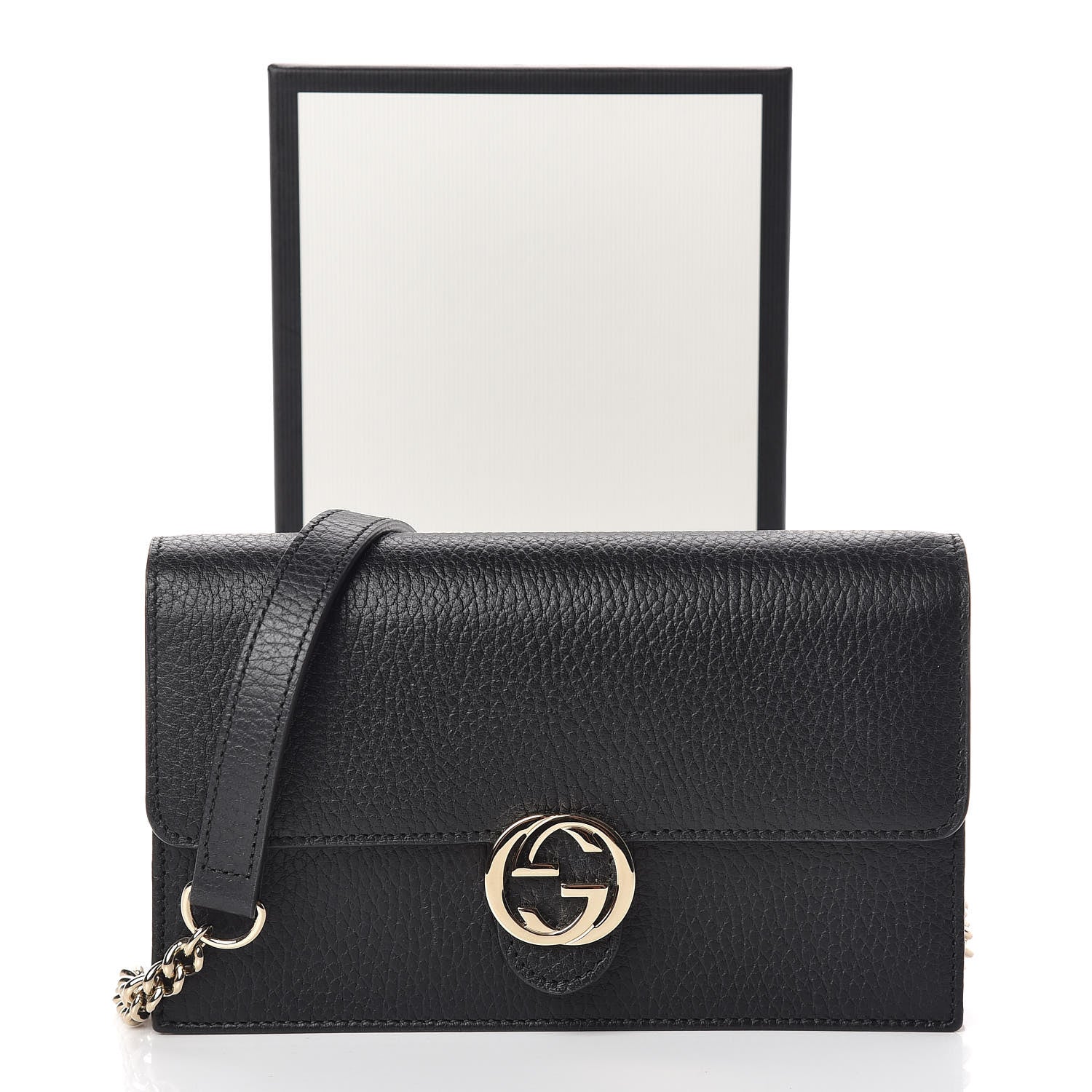 Gucci Dollar Calfskin Interlocking G Chain Wallet Black 11 of 11