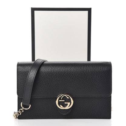 Gucci Dollar Calfskin Interlocking G Chain Wallet Black 11 of 11