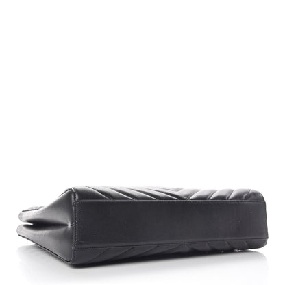 Saint Laurent Grain De Poudre Matelasse Chevron Medium Tribeca Shopping Bag Black 4 of 12