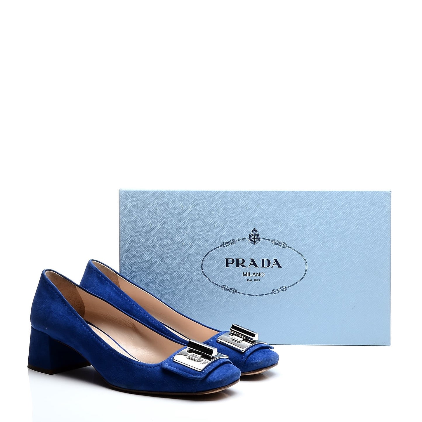 Suede Turnlock Block Heel Pumps 37.5 Blue