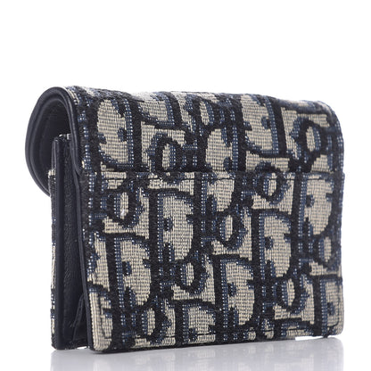 Christian Dior Oblique Saddle Card Holder Blue 3 of 8