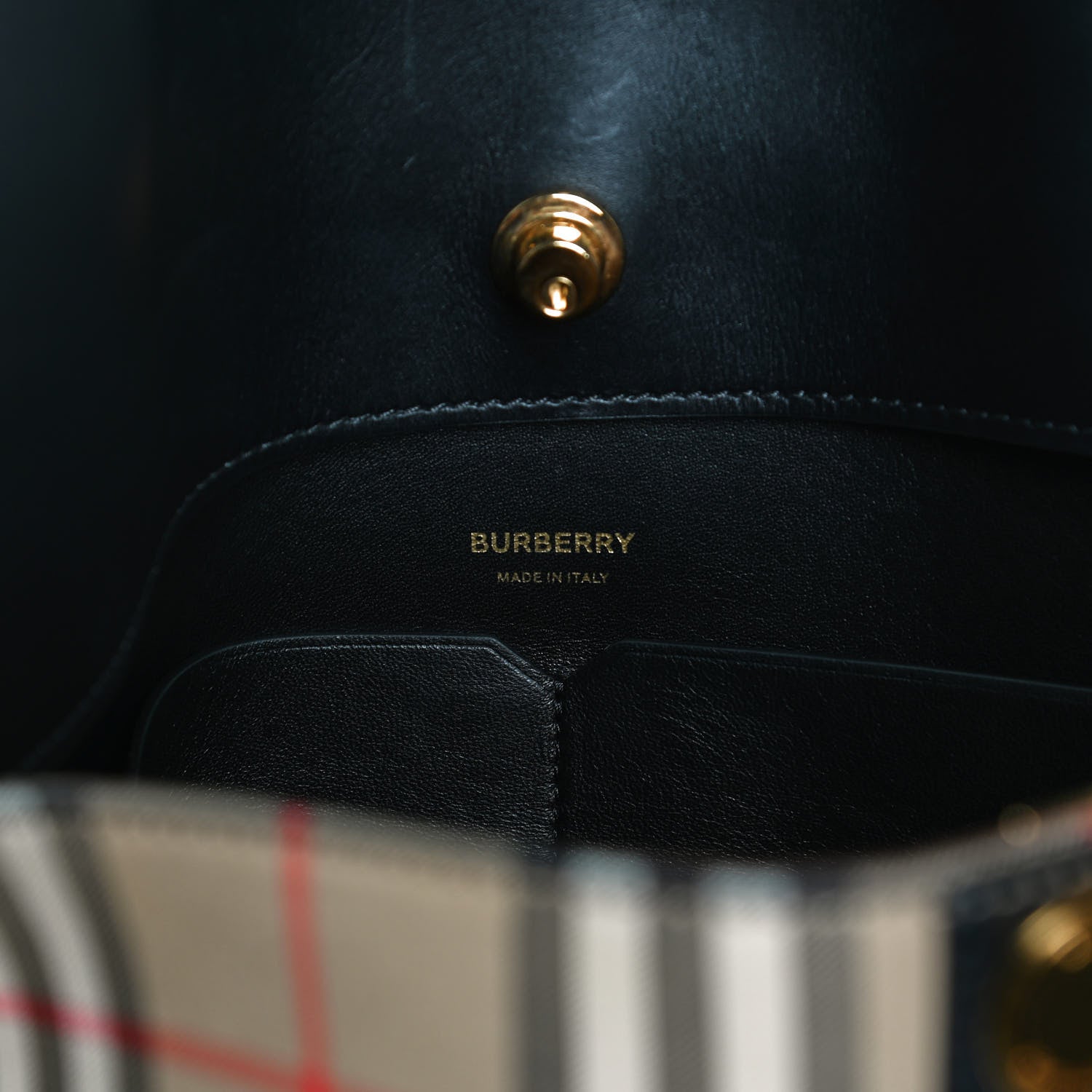 Burberry Calfskin House Check Medium Society Top Handle Bag Archive Beige Black 6 of 12