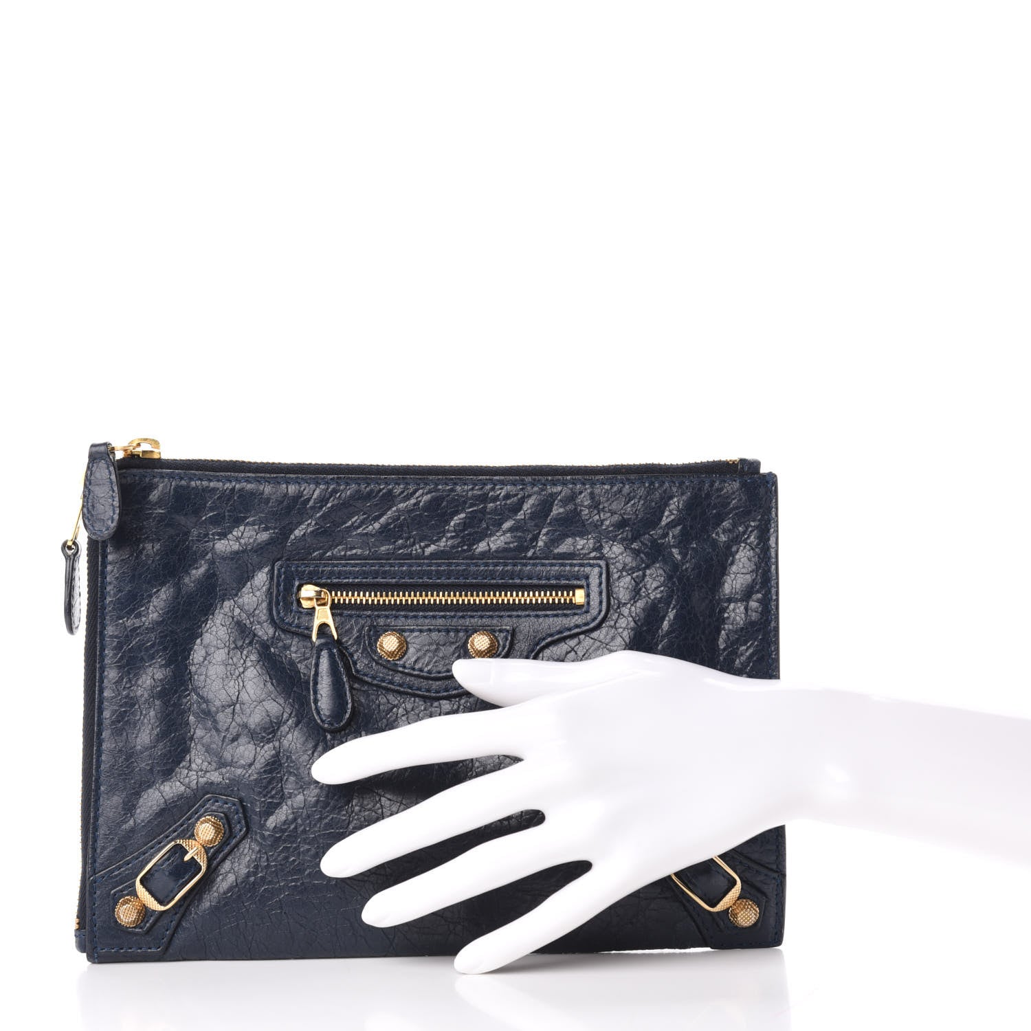 Balenciaga Agneau Giant 12 Gold Hardware Pouch Clutch Bleu Obscur 2 of 7