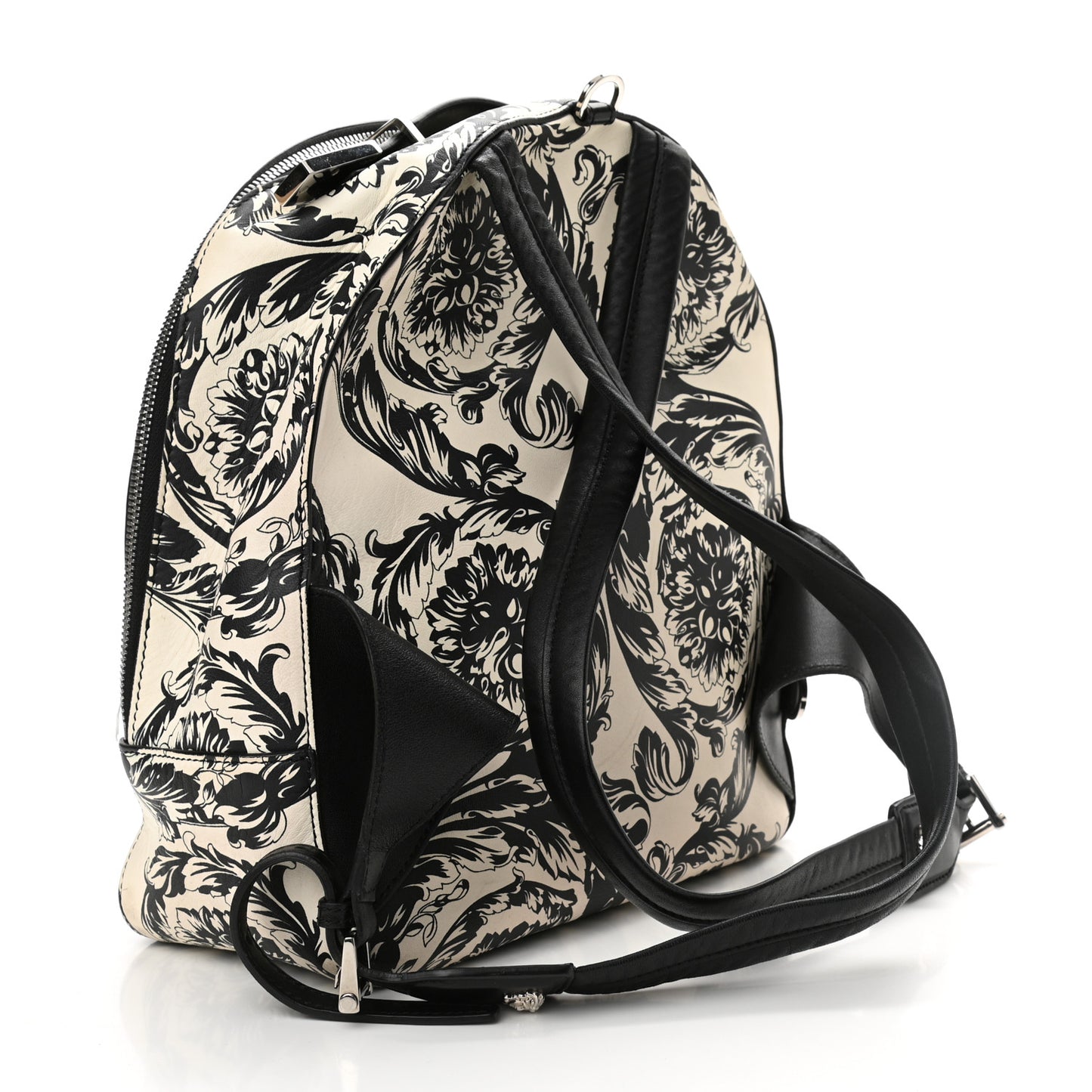 Printed Calfskin La Medusa Backpack Black White