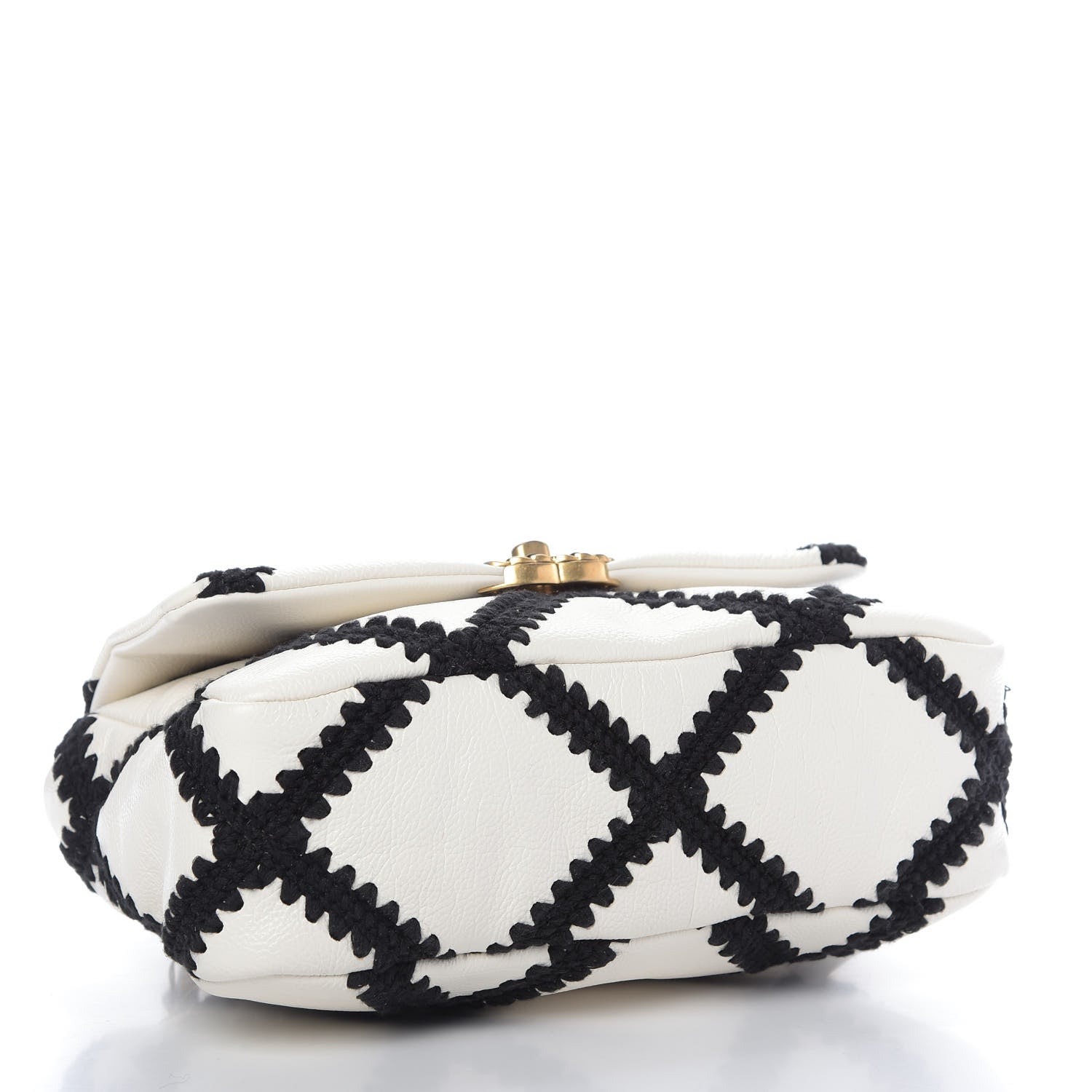 Chanel Calfskin Crochet Medium 19 Flap White Black 4 of 9