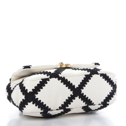 Chanel Calfskin Crochet Medium 19 Flap White Black 4 of 9