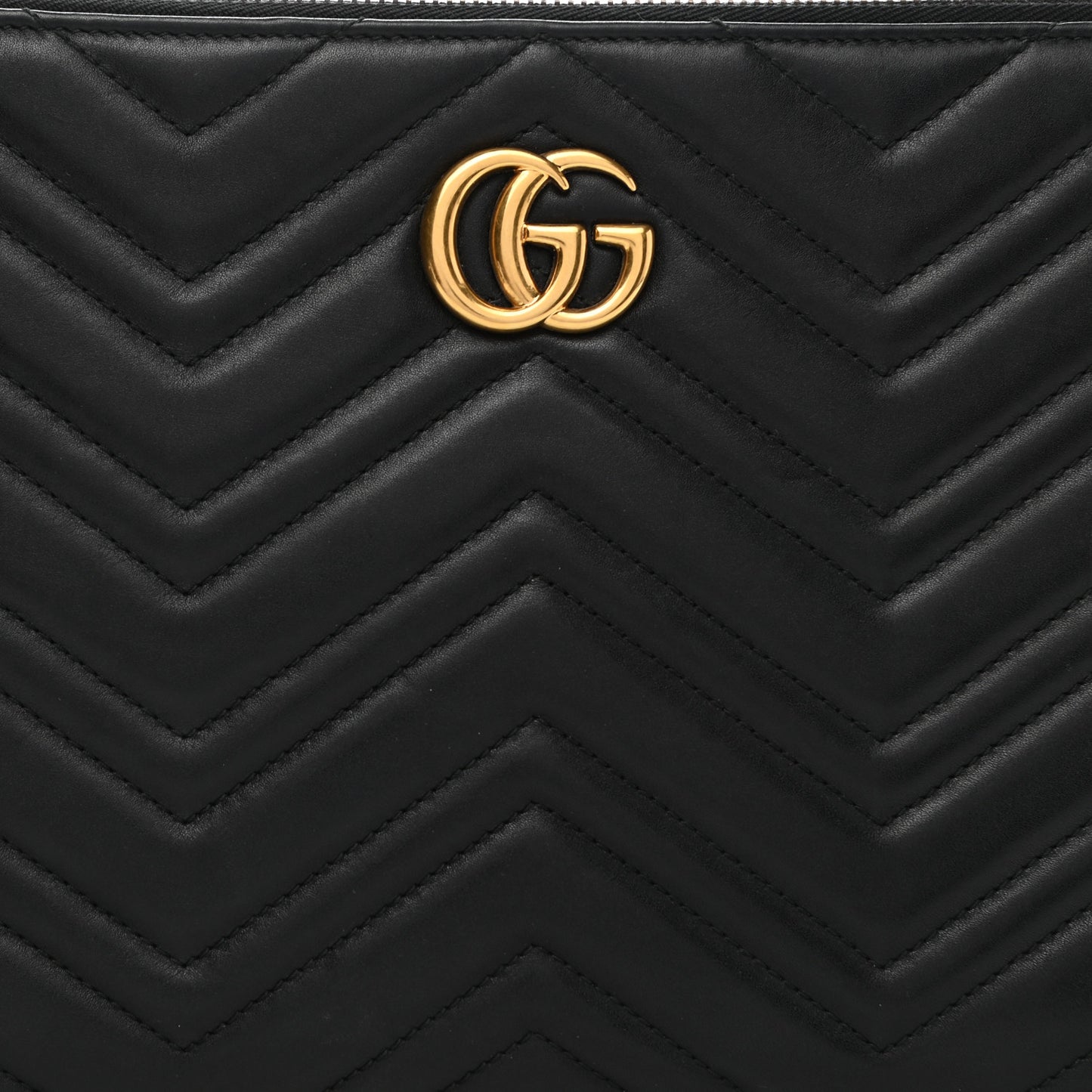 Calfskin Matelasse Large GG Marmont Zip Pouch Black