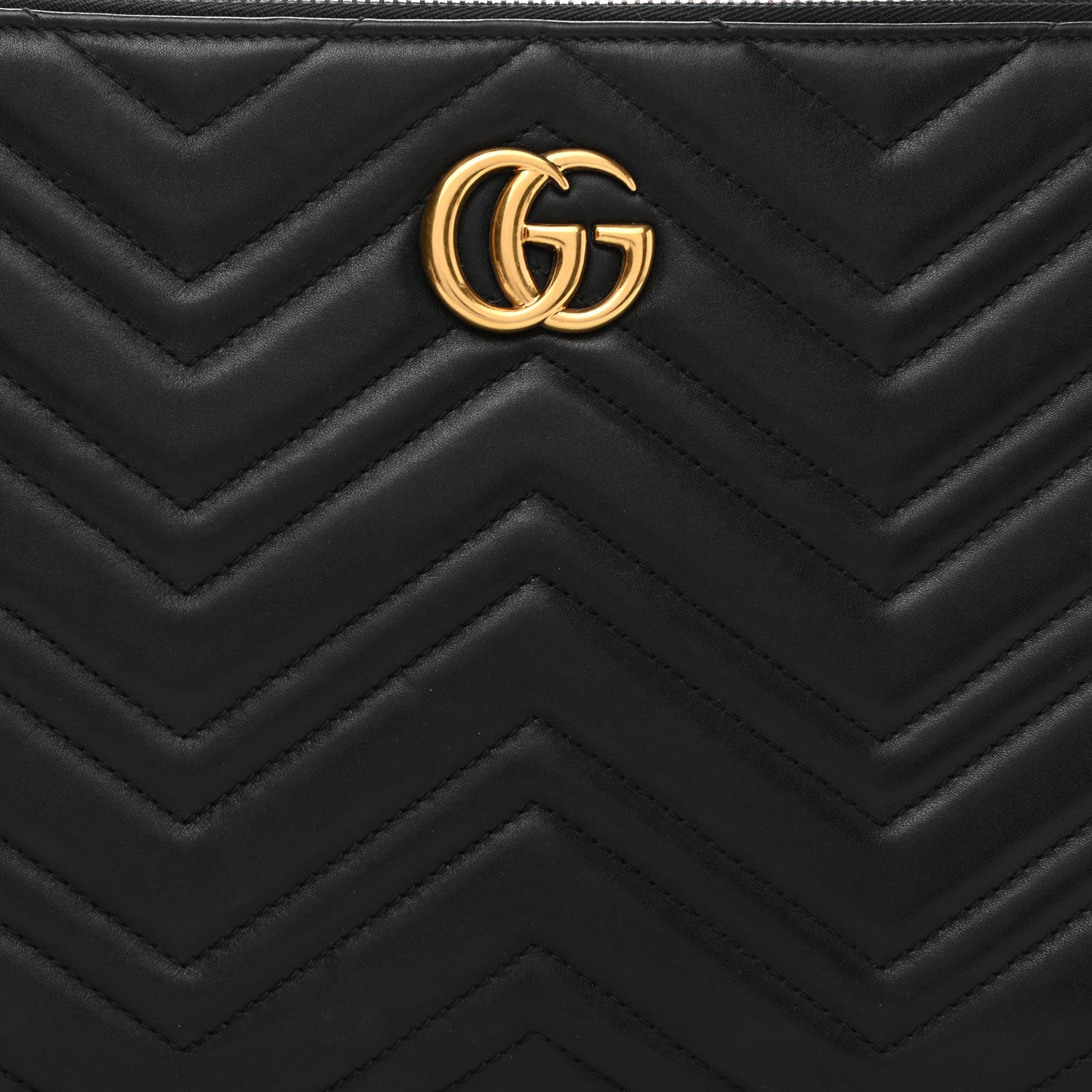 Gucci Calfskin Matelasse Large GG Marmont Zip Pouch Black 8 of 11