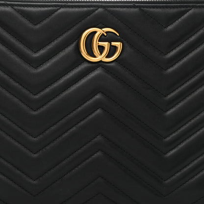 Gucci Calfskin Matelasse Large GG Marmont Zip Pouch Black 8 of 11