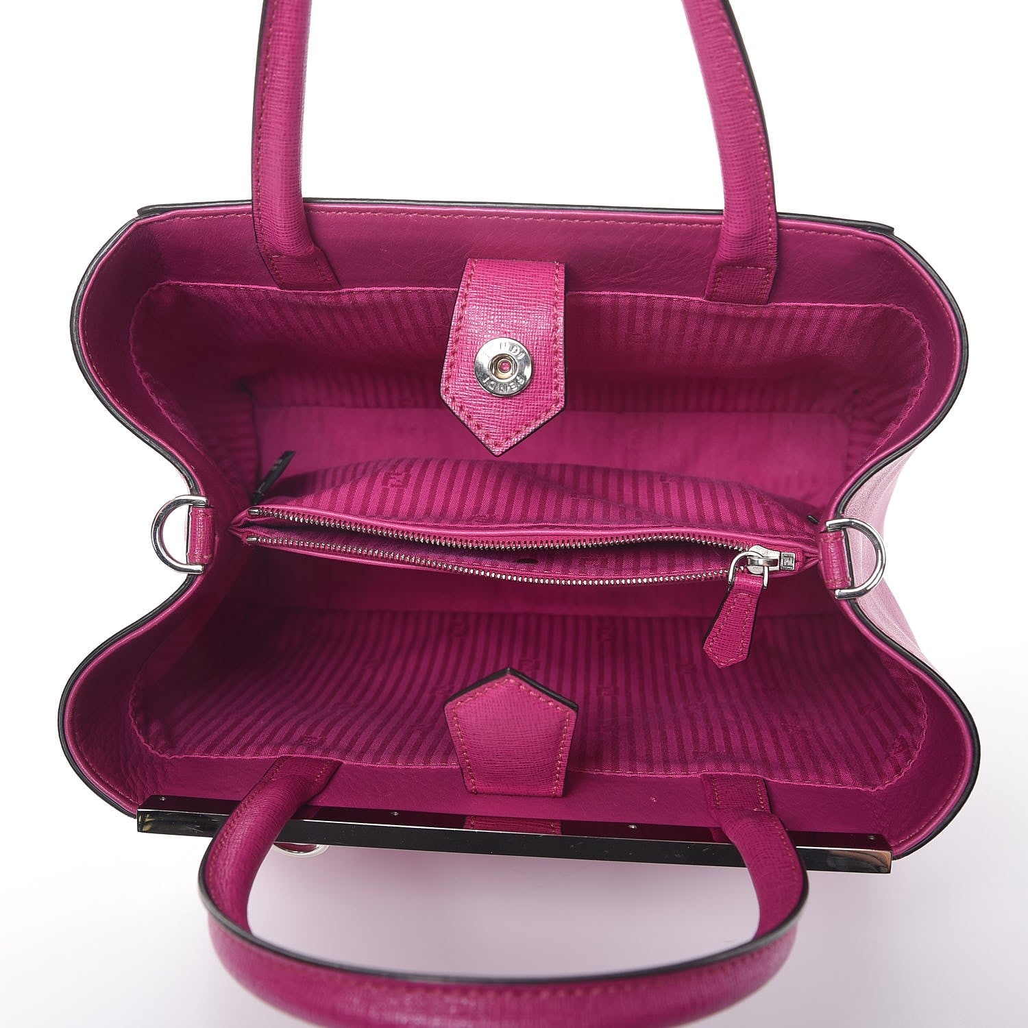 Fendi Vitello Elite Petite 2Jours Tote Magenta 5 of 8
