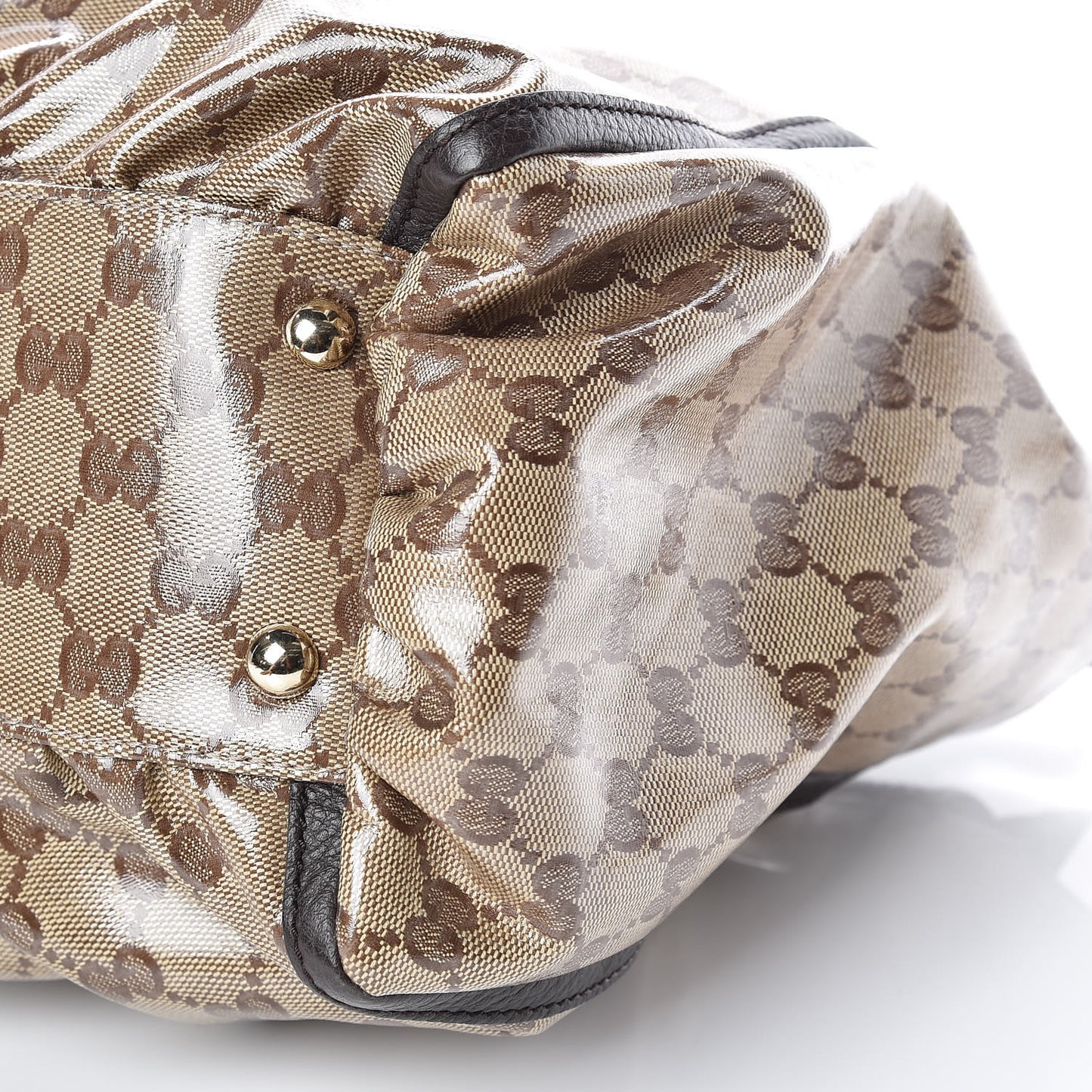 Crystal Monogram Large D Gold Hobo Dark Brown