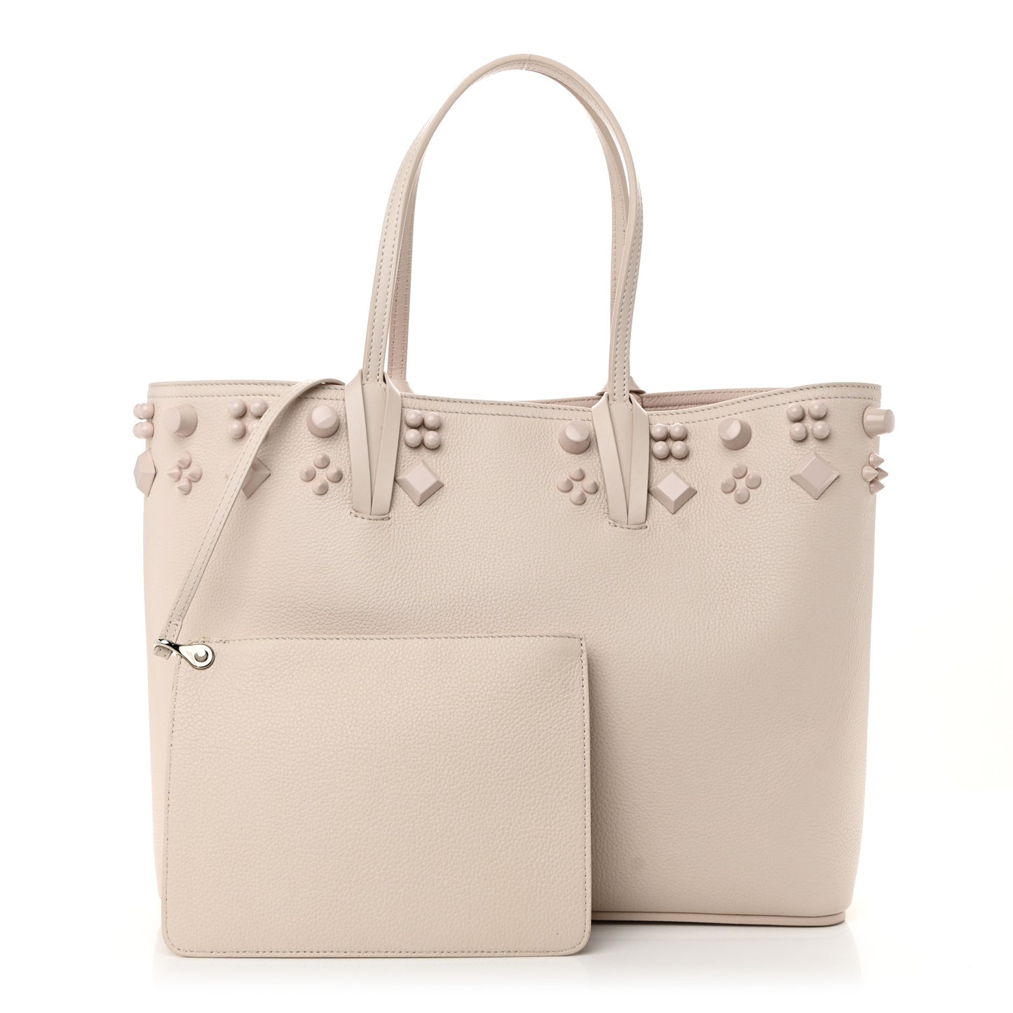 Calfskin Empire Spike Studded East West Cabata Tote Leche
