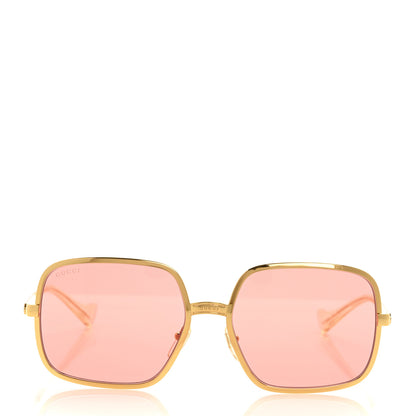 Gucci Metal Oversized Square Frame Sunglasses GG1063S Gold 2 of 7