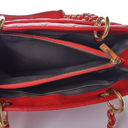 Chanel Caviar Quilted Grand Shopping Tote GST Red 6 of 7