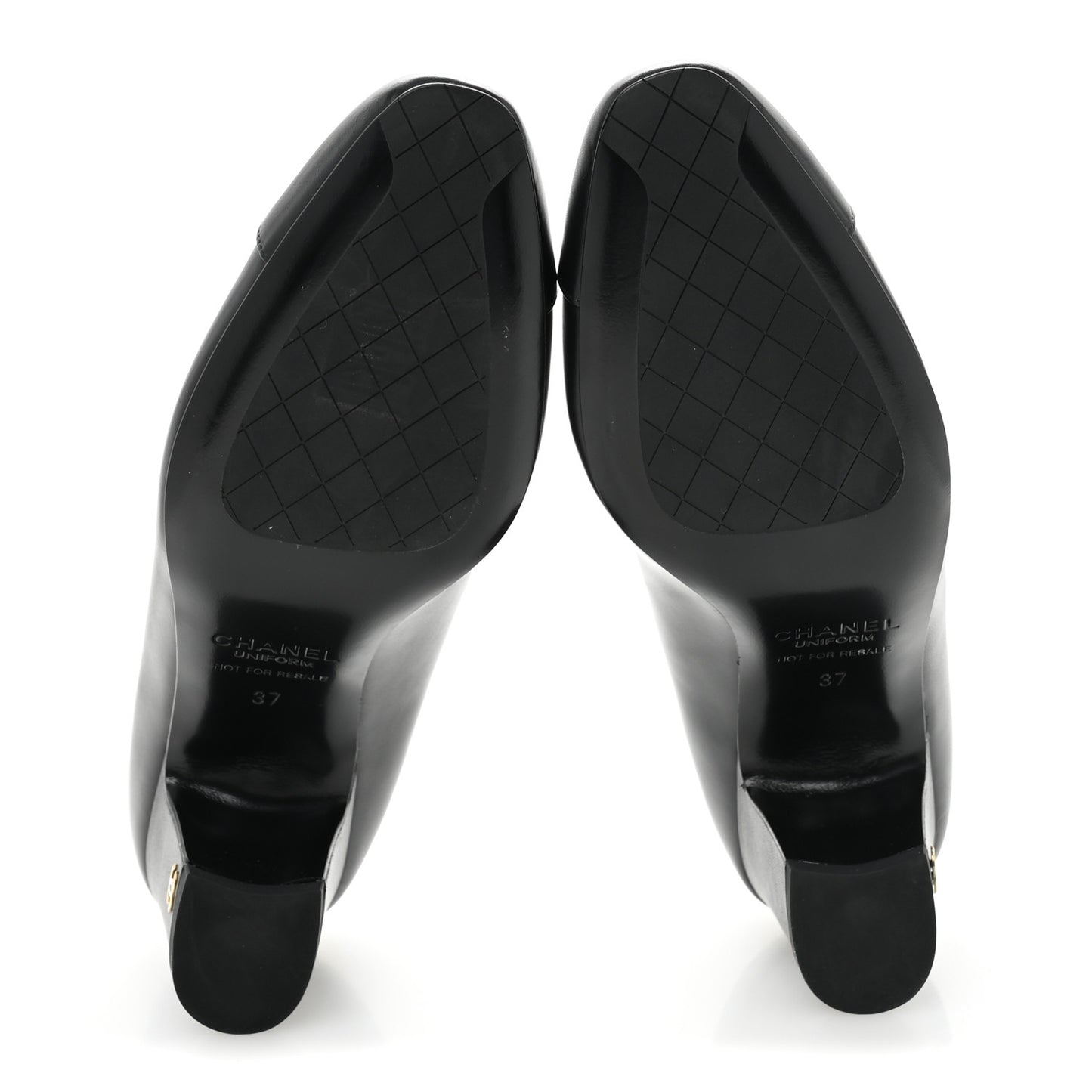 Lambskin Cap Toe CC Uniform Pumps 37 Black