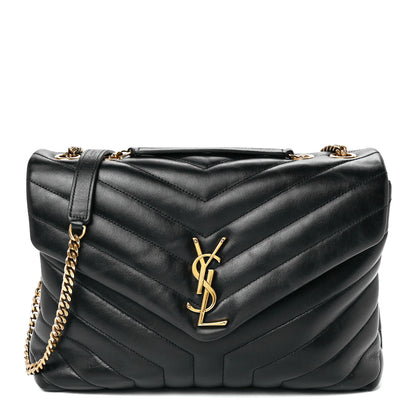Saint Laurent Calfskin Y Quilted Monogram Medium Loulou Chain Satchel Black 1 of 12
