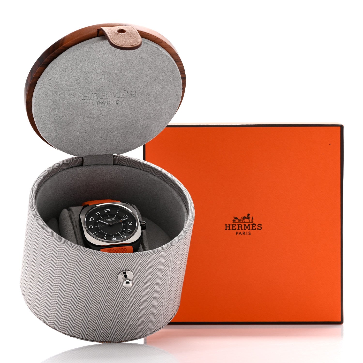 Hermes DLC Coated Titanium Rubber 39mm H08 Automatic Watch Orange 5 of 5