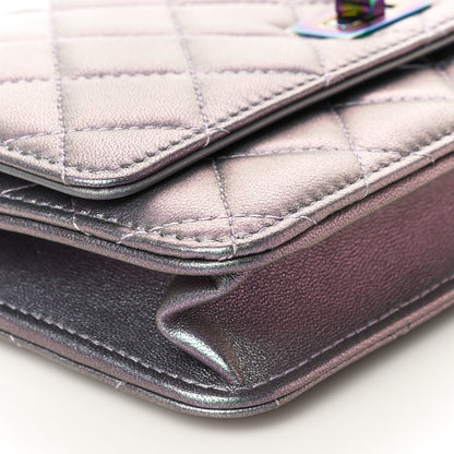 Chanel Iridescent Lambskin Quilted Reissue Wallet On Chain WOC Light Purple 10 of 12