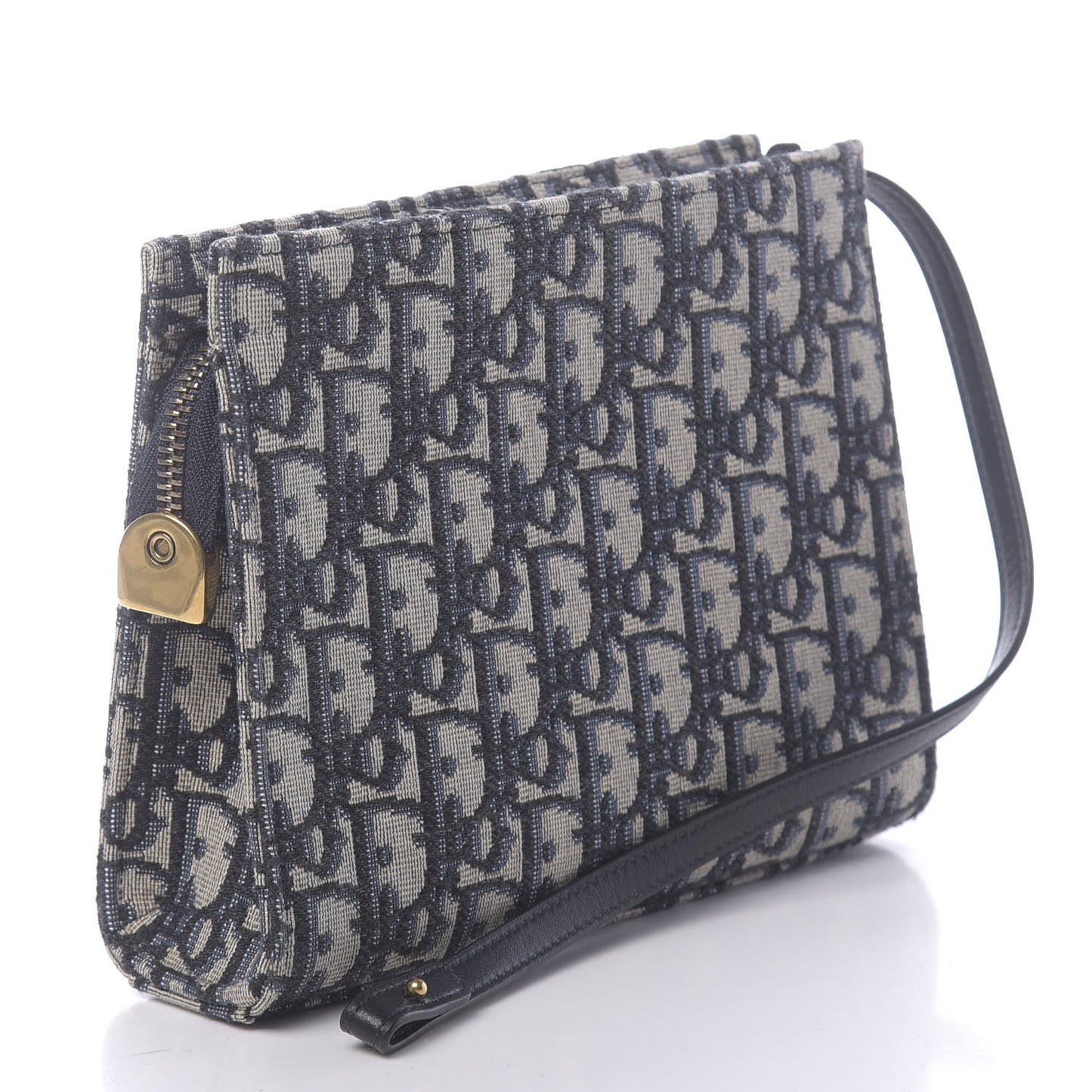 Oblique Zipped Pouch Clutch Blue
