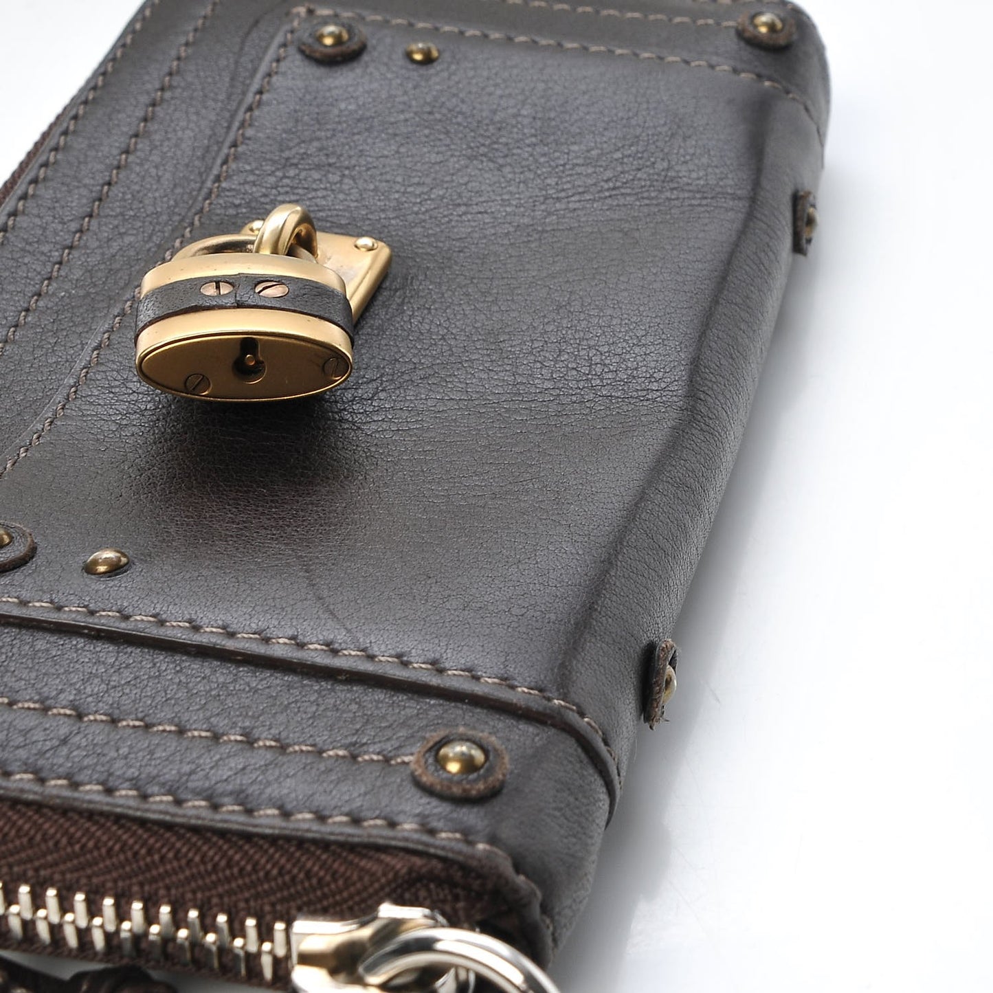 Calfskin Paddington Zip Around Wallet Brown