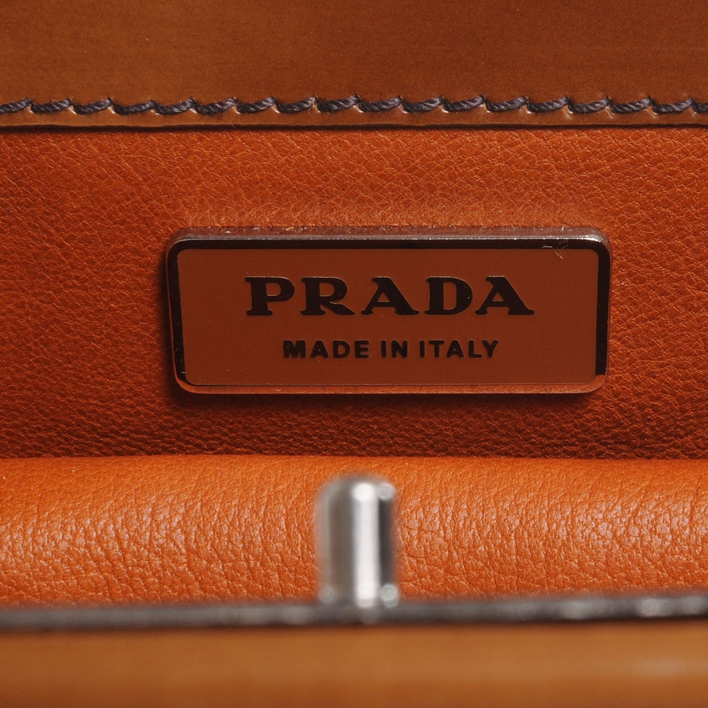 Spazzolato Logo Print Framed Bag Ambra