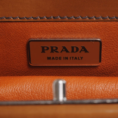 Prada Spazzolato Logo Print Framed Bag Ambra 6 of 7